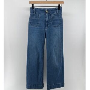Pilcro Anthropologie Skipper Wide Leg Cropped Jeans Womens 25 Blue High Rise